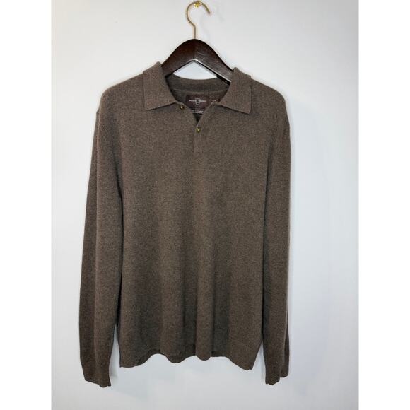 Black Brown 1826 Cashmere Collar Sweater Long Sleeve Preppy Men's XL - Picture 1 of 7